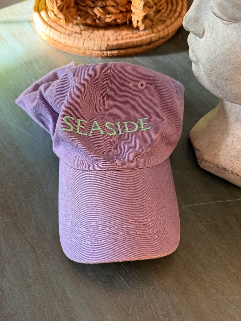 Seaside Baseball Cap Purple Cotton with strap back closure.